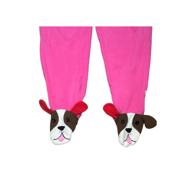 Nick & Nora Adult‎ Small Puppy Dog Foot PJs One Piece Footie Pajamas Pink Fleece - Picture 2 of 7